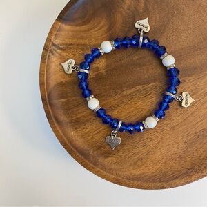 4/$15 Blue Faceted Glass Beads Zodiac Gemini Stretchy Bracelet